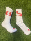 Walsh Crew Sports Socks- White/Red