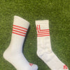Walsh Crew Sports Socks- White/Red